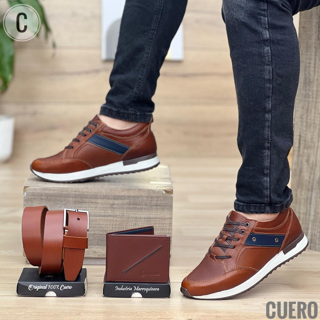 Trio Zapato DEPORTIVO + Correa + Billetera en Cuero