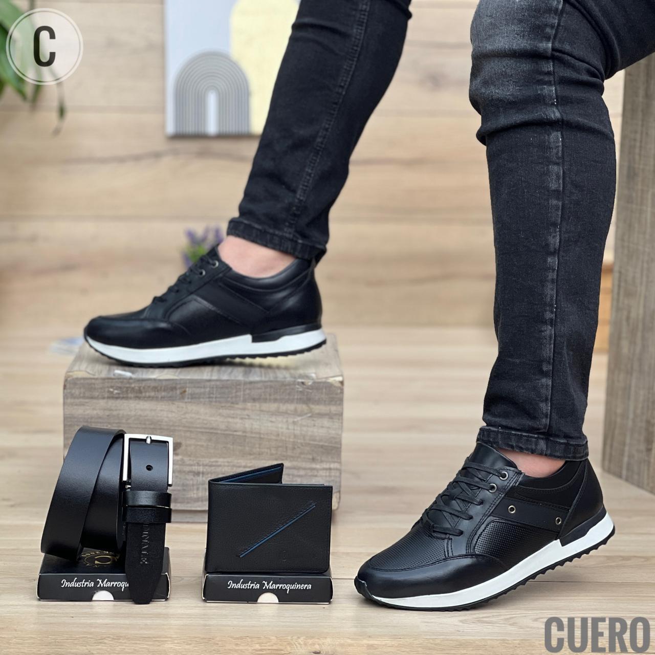 Trio Zapato DEPORTIVO + Correa + Billetera en Cuero