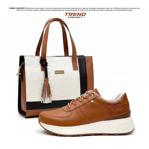 Combo bolso y Bolichero de Cuero